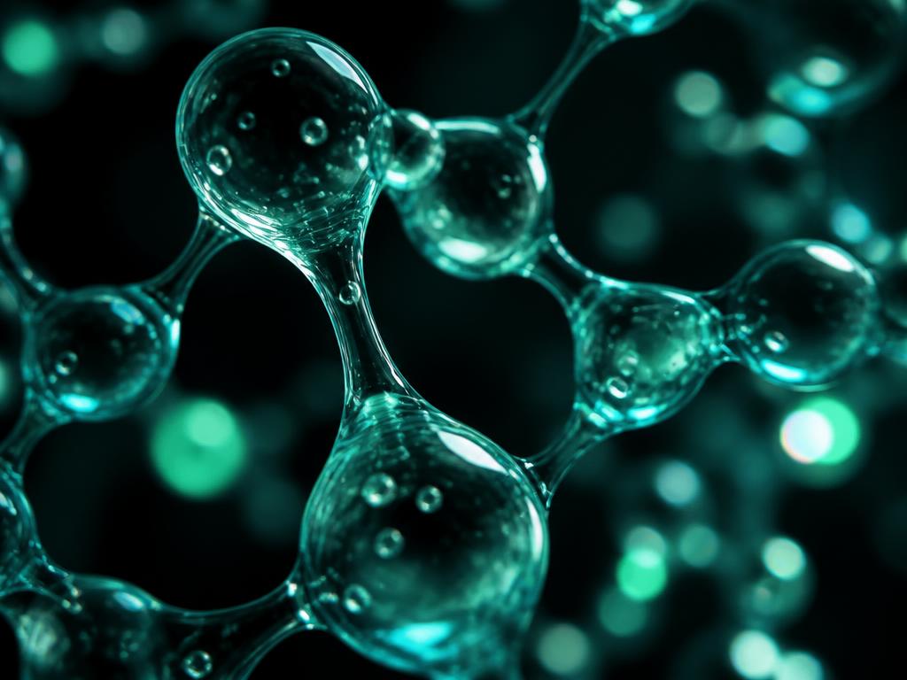 Macro study of translucent fluid molecular structures in jade and teal